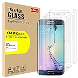 OJBKase [3 Stück Hartglas kompatibel mit Samsung Galaxy S6 Edge, Displayschutzfolie Displayschutz, blasenfreie Anbringung, extrem strapazierfähig, Härtegrad 9H