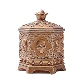 YIGZYCN Halloween-Aufbewahrungsbox mit 6 Seiten, Totenkopf, mit Deckel, Vintage, staubdicht, Goldschmuck für Damen, Mädchen, Halskette, Ohrring