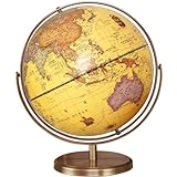 Neu Globus Globus mit einem Durchmesser von 12,6 Zoll/32 cm, Vintage-Weltglobus mit Metallhalterung, geografischer Globus, um 720° drehbar, leicht ablesbarer Erdglobus Ausfü