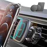 LISEN Handyhalterung Auto Magnet 2023 Upgraded Clamp Handyhalter Auto Zubehör Lüftung KFZ Handy Halterung mit 6 Starke Magnet 3 Metallplatte, Kompatibel für iPhone Samsung Huawei Smartp