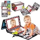 Revivoer Montessori Baby Spiegel Spielzeug, Faltbares Bauchlage Spielzeug mit 2 Spiegel, Ideal als Fühlbuch für Neugeborene, Kinderspiegel für Sensorische Stimulation, Spielzeug Baby für Jung