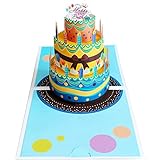 Happy Birthday Karte, 3D Pop Up Karte, Geburtstagskarte, 3D Geburtstagskarte Pop Up, 3D-Kuchen Grußkarte mit Umschlag für Familie Kollegen Freunde Geliebte Eltern Blue Cak