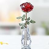 Künstliche Kristall-Rose mit klarer Glasvase, ewige unverblasste Rosenblüten mit eleganter Geschenk-Box, romantisches Geschenk für Sie, Frauen, Mädchen, Mutter, Ehefrau, Freundin zum Valentinstag,