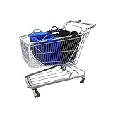 VAIIGO Wiederverwendbare Einkaufswagentasche, Faltbare Einkaufstaschen, Einkaufstasche passend für Alle gängigen Einkaufswagen Falt Tasche (Schwarz/Blau)