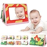 Aolso Baby Spiegel mit Knisterbuch,Baby Spielzeug 0-9 Monate, Faltbarer Baby Spiegel Spielzeug, Wahrnehmungs-Lernspielzeug für Neugeborenes, Geschenke für Babys-B
