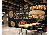 Pommes frites, gebratenes Huhn, Bier, Hamburger, Steak, westliche Restaurant-Arbeitskleidung, Hintergrundwand, 430 cm x 300