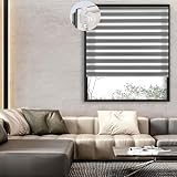 Duo Rollo ohne Bohren 90 x 60 cm lichtdurchlässig & verdunkelnd Thermorollo Fensterrollo Größe und Farbe wählbar für Fenster & Tür, Dunkelg