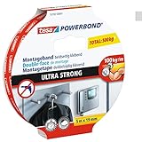 tesa Powerbond ULTRA STRONG - Doppelseitiges, extra starkes Montageband zur permanenten Befestigung im Außen- und Innenbereich - 5