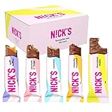 NICKS Schokolade Keto Riegel Favoriten Mix mit Schokoriegel ohne Zuckerzusatz, Glutenfrei, Low carb Süßigkeiten (12 Snacks bars)