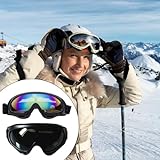 KARELLS Ski Snowboard Brille,Schneebrille zum Skifahren,2 Stück UV-Schutz Goggle,Motocross Brille Helmkompatible, Anti-Fog Skibrille,Einstellbar Windschutz UV-Schutz PC Skib