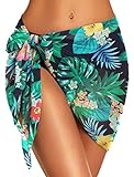 Badeanzug Coverups für Frauen Sarong Strand Bikini Wrap Sheer Short Rock Chiffon Schal für Bademode, Grünes Blatt, XX-Larg