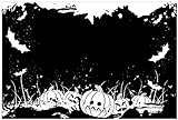 Wallario Wandbild aus Acryl, 60 x 90 cm, freischwebende Optik - Halloween - Kürbisse und Fledermäuse in schwarz-weiß, Comic S
