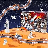 CREAMKIDS Raumschiff-Schienen-Set, Flexibles Rennbahn-Set Spielzeug, Inklusive Weltraum-Zubehör Astronauten-Puppen-Spielzeug, für 3+ Jahre Jungen und Mädchen Geschenk (429 Stück)