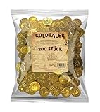 Goldtaler aus Schokolade 200 Stück I ideal für Schatzsuchen, Kindergeburtstage oder als Mitgebsel I Euromünzen als Wurfmaterial für Karneval und Fasching