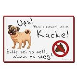 TRIOSK Hundeschild Warnung lustig mit Spruch Hunde Kacke entfernen 20x30 cm Sprüche Warnschild Hinweis Deko Garten Schild Kacken Verboten witzig