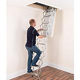 Alufix 10-tread Ziehharmonika Loft Leitern – Ideal für Tiny Dachboden Räume | einfach DIY Passform | Aluminium | Boden zu Decke 2,46 m-2.73 m (8.1ft-9.0ft)