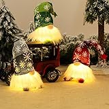 3 Stück ​weihnachtswichtel Weihnachtsdekoration mit LED, Weihnachtszwerge Plüsch-Dekorationen, Handmade Plüschfiguren Weihnachtsfiguren Wichtel Weihnachten Deko (Super Kurze Beine: 23cmx6.5cmx6cm)