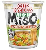 Nissin Cup Noodles – Veggie Miso, 8er Pack, Soup Style Instant-Nudeln japanischer Art, mit Miso-Paste und Gemüse, schnell im Becher zubereitet, vegetarisch, asiatisches Essen (8 x 67 g)