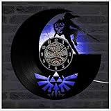 QianZhou-Uk Wanduhr Aus Legend of Fanartikel Vinyl Schallplattenuhr Upcycling LED 3D Design-Uhr Wohnzimmer Schlafzimmer Restaurant Wand-Deko Schwarz Ø: 30 cm (B)