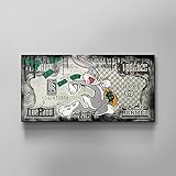 DOTCOMCANVAS® Limitiertes Wandbild Luxus Leinwandbild Bunny Dollar Popart - Fast Bunny Größe 120 X 60 CM, Farbe Ohne R