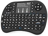 Rii Mini i8+ Schwarz mit Hintergrundbeleuchtung - Mini Wireless Tastatur mit Multitouch Touchpad perfekt für KODI, XBMC, Smart TV, Raspberry Pi, Mini PC, HTPC, Mac, Linux, Android, Windows 7, 8, 10 (2,4 GHz Funk)