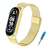 BDIG Kompatibel für Xiaomi Mi Band 5 Armband MiBand 6, Metall MiBand 4/3 Ersatzarmband Wasserdicht Edelstahl Replacement Wrist Strap Zubehör Uhrenarmband für Xiaomi Mi Smart Band 6/5, G