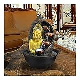 Indoor-LED-Wasserfall-Brunnen-Tischplatte Wasserbrunnen für zu Hause & OfficeDecoration Buddha-Statue-Wasserfluss für viel Glück Zimmerbrunnen (Color : 16075 Jin Yuan Di, Größe : 220V EU Plug)