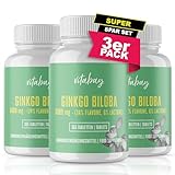 Vitabay Ginkgo Biloba 6000 mg | 540 Kapseln | Zeitoptimierte Abgabe | Mit 24% Flavone & 6% Lactone | Laborgeprüft & hergestellt aus hochwertigen R