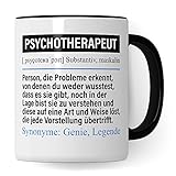 Tasse Psychotherapeut lustig, Psychotherapeut Geschenk Beruf, Spruch Kaffeebecher Psychotherapeuten Geschenkidee, Beruf Psychotherapie Kaffee-Tasse Teetasse B