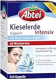 Abtei Kieselerde Intensiv - hochdosierte Kieselerde-Kapseln - Naturprodukt mit Silicium für schöne Haut, Haare und Nägel - laborgeprüft - 210 Kap