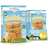 Pumpkin Organics Bio Bananenbrot (6er Pack) - Backmischung für Kinder (3+ Jahre) und Erwachsene zur schnellen Zubereitung - Kinderfreundliches Backset ohne Zusatzstoffe für Familien-Backspaß