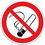 15 Stück Rauchen verboten Aufkleber Ø 7cm Sticker mit UV Schutz Warnzeichen für Außen-und Innenbereich Rauchverbot S