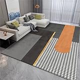 RUGMRZ Grau 200x300CM Teppich Bettvorleger Teppich läufer Waschbare Teppich Orange Wohnzimmer mit schwarzem Teppich Schlafzimmer Balkon Teppich günstig günstig Tepp