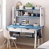 Study Desk Workstation mit oberen Ablagen – Moderner Computertisch mit Stall und Bücherregal für Home Office – Schreibtisch zum Lernen und Schreib
