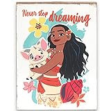 Open Road Brands Disney Prinzessin Moana und Pua Never Stop Dreaming Wanddekoration aus Holz – Moana Bild zum Aufhängen oder Präsentieren auf einem Reg