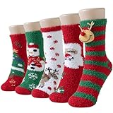 Niofind Socken Weihnachten Damen, Winter Warme Flauschige Socken Dicke Weiche Thermo Haussocken Bettsocken wie Weihnachtsgeschenke für Frauen, 36-42, W