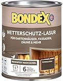 Bondex Wetterschutz Lasur Dunkelgrau 0,75 L für 9 m² | Tropf- und Spritzgehemmt | Exzellenter UV-Schutz | Sichere Anwendung ab 2 °C | seidenmatt | Wetterschutzlasur | H