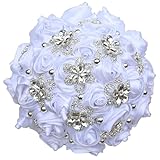 VKEID Hochzeitsstrauß Brauthandstrauß Strass Rose Hochzeitszubehör Handblumen (Color : White, Size : 25x18cm)