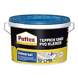 Pattex Teppich und PVC Kleber Universal, starker Kleber für PVC-Beläge & Teppiche, Teppichkleber für Fußbodenheizung geeignet, stuhlrollenfester Klebstoff, 1x4kg