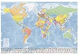 Weltkarte Länder der Erde XXL, Großformat mit beidseitiger Laminierung, reißfest, beschreibbar/abwischbar, 140 x 100 cm, aktuelle Neuauflage, deutsche V