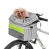 Petsfit Fahrradkorb Vorne für Hunde,Haustier Fahrradtasche Fahrrad Hundekorb für Kleine Hunde und Katzen,Schnellentriegelung, einfache Installation,Grü