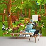 Benutzerdefinierte 3D-Fototapete Cartoon Wald Tier Bär Hirsch Wolf Kinderzimmer TV Wanddekoration Wasserdicht Öl auf Leinwand Tapete *350 cm x 256
