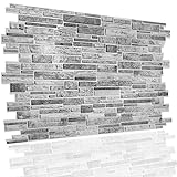 PVC Wandpaneele Steindekor Wandverkleidung Steinoptik - Wandpaneele 3D aus PVC - Satz mit 10 Paneelen | 4.6 qm - Für Innenwände Grau Wandverkleidung