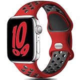Gulemfy Kompatibel mit Apple Watch Armband - Sportarmband 38mm 40mm 41mm, Atmungsaktiv Silikon Armband für iWatch Series Ultra SE/8/7/6/5/4/3/2/1 Herren Damen - Rot/Schw