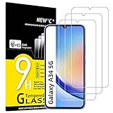 NEW'C 3 Stück, Panzer Schutz Glas für Samsung Galaxy A34 5G, Frei von Kratzern, 9H Härte, HD Displayschutzfolie, 0.33mm Ultra-klar, Ultrabeständig