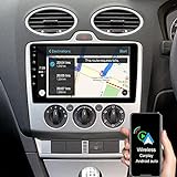 JUNHUA 9' Android Autoradio mit Navi 2G+32G Ersatz für Ford Fiesta MK5 Focus MK2 Kuga C-Max S-Max Galaxy, Unterstützt Wireless Carplay Android Auto, 1280x720 Pixel, DSP Bluetooth WiFi GPS SWC