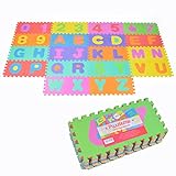 Pink Papaya Puzzlematte XXL mit 86 Teilen für Kinder aus rutschfestem Eva - 3,3m² große Spielmatte, zusammensteckbar - jedes Teil 30 x 30 x 1 cm - Kinderteppich, Puzzle mit Zahlen und Buchstab