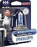 Philips 12342CVUBW Crystalvision Ultra Moto H4 Motorrad-Scheinwerferlampe, 1 Stück