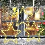 Weihnachten Sterne Licht, 3 Stück 45 LEDs Weihnachtsstern Fenster Lichter, Weihnachtsbeleuchtung Batteriebetrieben mit Timer, Wasserdicht Leuchtstern für Weihnachtsdeko Balkon Baum Party Aussen I
