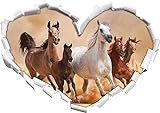 Western Pferde in Wüste mit Fohlen Herzform im 3D-Look , Wand- oder Türaufkleber Format: 62x43.5cm, Wandsticker, Wandtattoo, Wanddek